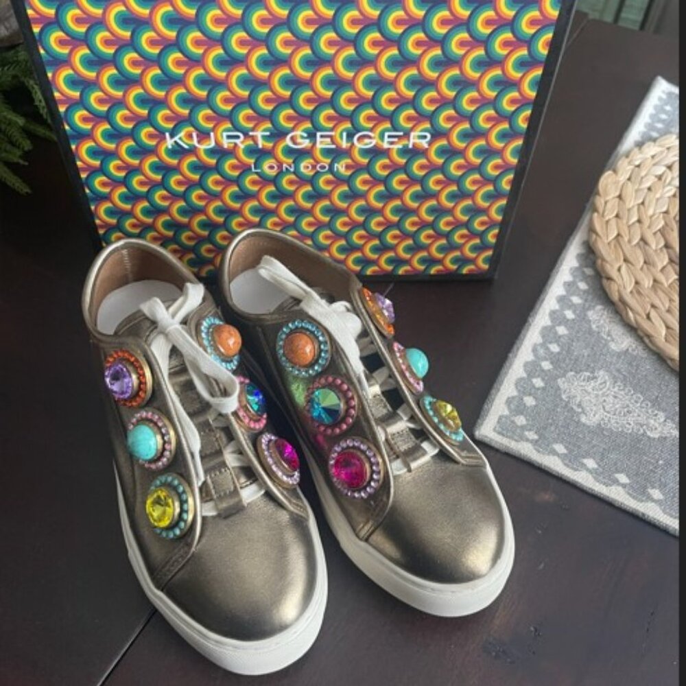 Kurt Geiger Metallic Sneakers with Multicolor Embellishments